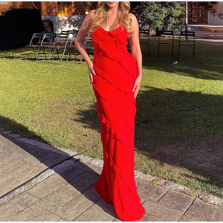 BelleRuffle™ – Elegantes Langes Damenkleid mit Volants