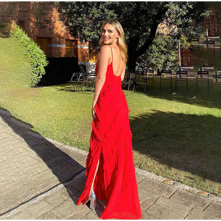 BelleRuffle™ – Elegantes Langes Damenkleid mit Volants