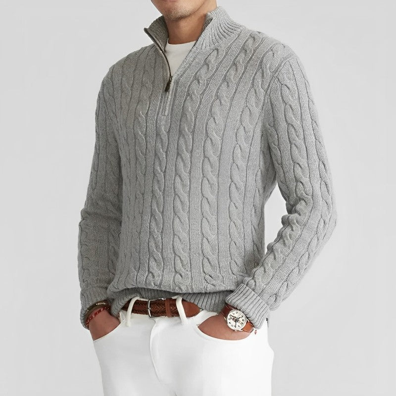 NordVell™ – Herren Strickpullover mit V-Ausschnitt & Reißverschluss