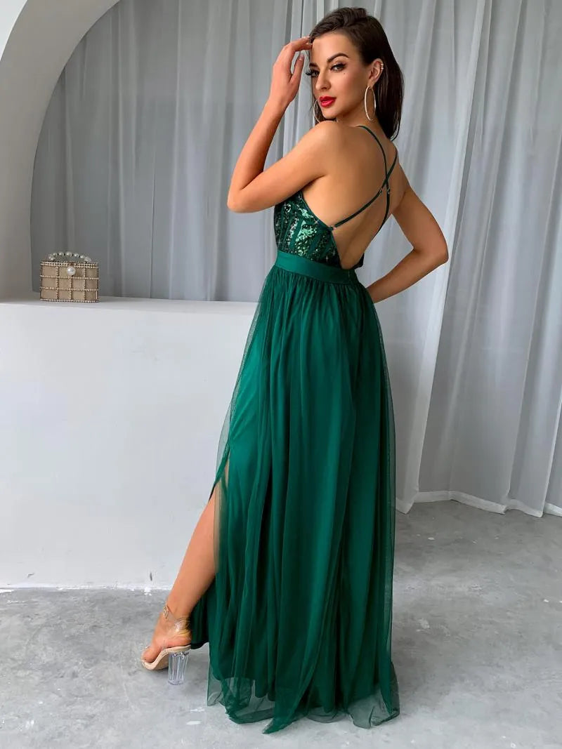 Margaux™ – Damen Abendkleid mit Verführerischem V-Ausschnitt und Luxuriösem Mesh-2
