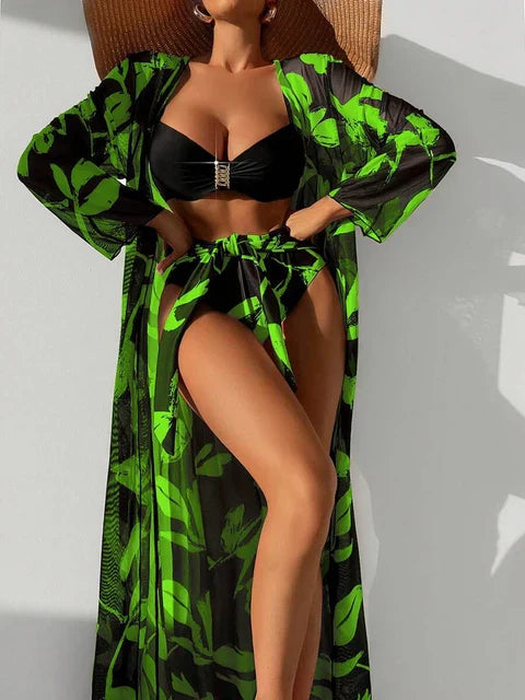 Elaina™ – Damen 3-teiliges Badeanzug-Set mit Hoch Tailliertem Bikini & Kimono 6