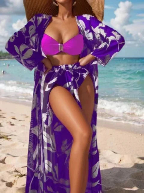 Elaina™ – Damen 3-teiliges Badeanzug-Set mit Hoch Tailliertem Bikini & Kimono 5