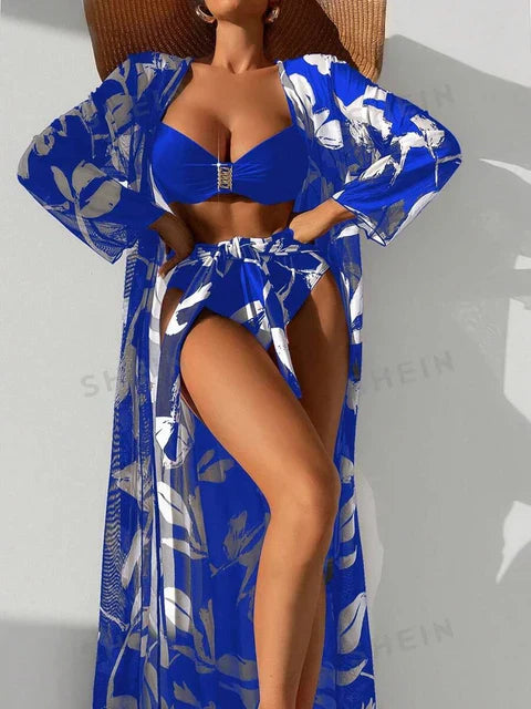 Elaina™ – Damen 3-teiliges Badeanzug-Set mit Hoch Tailliertem Bikini & Kimono 2