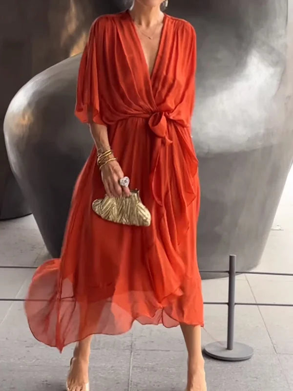 Variant image for Monica™ – Damen Kleid aus Seidenmusselin mit V-Ausschnitt Eleganz & Komfort-49
