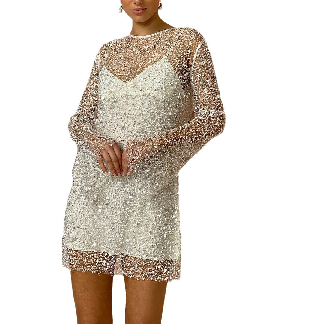 Amara™ – Damen Abendkleid mit Perlenbesatz und Eleganter Transparenz