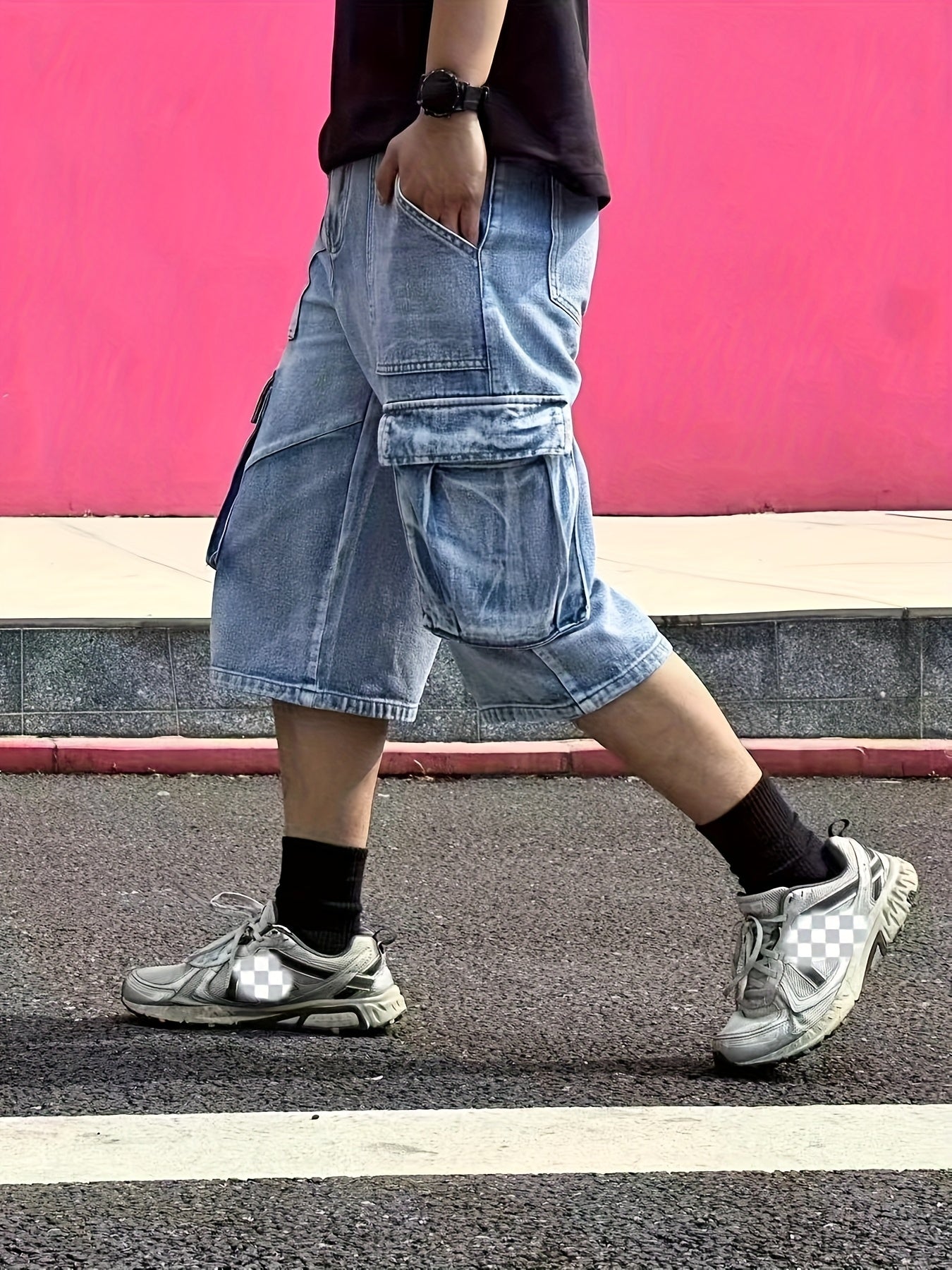 Herren Shorts Denim Cargo Bequem Robust