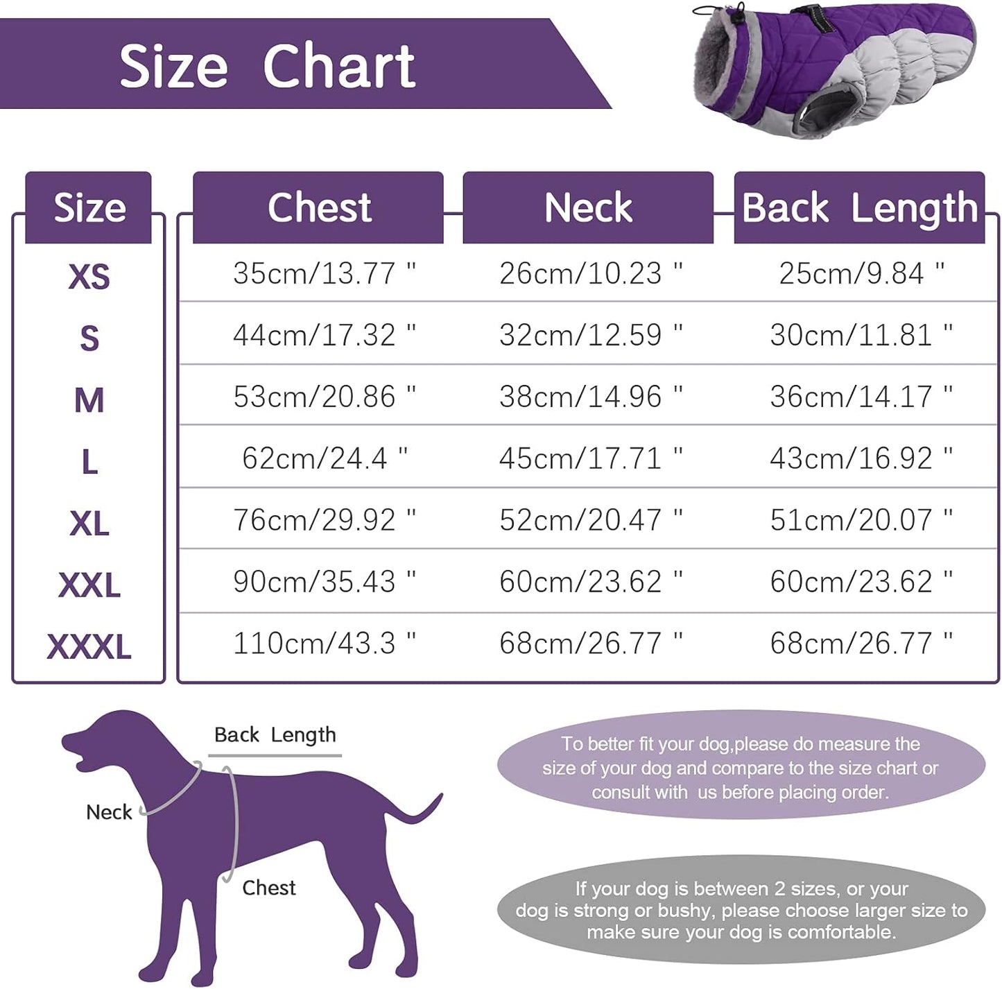 Wasserdichte Hundejacke Winter Reflektierend mit Fleece
