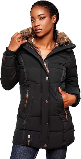 Jacken warme Winterjacke mit Fellkapuze und weichem Innenfutter