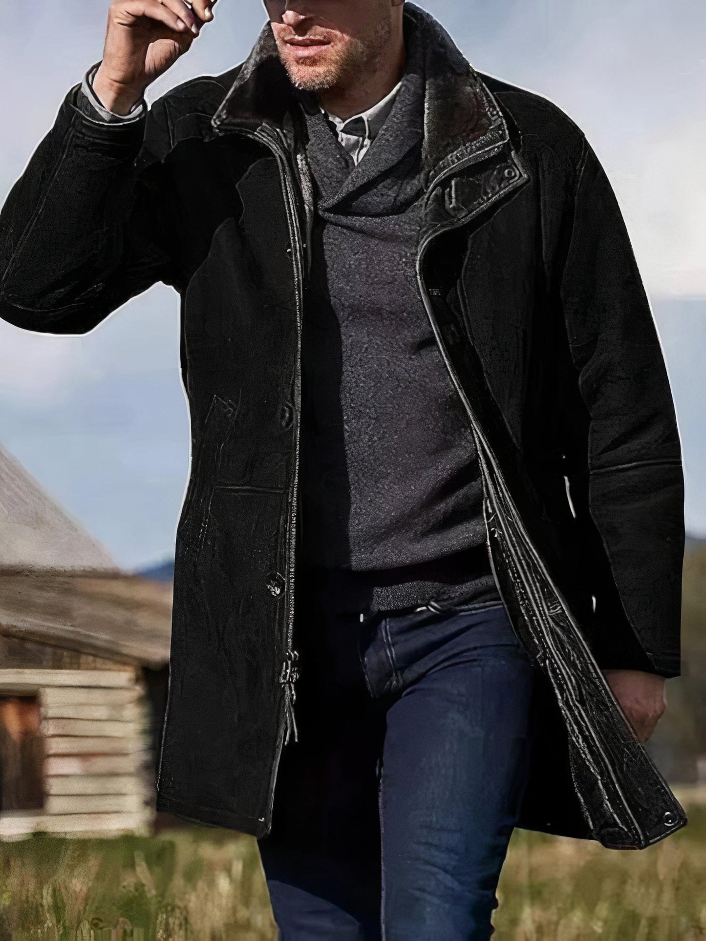 Elarova | Albert: Vintage Wildlederjacke mit Fleece-Innenfutter