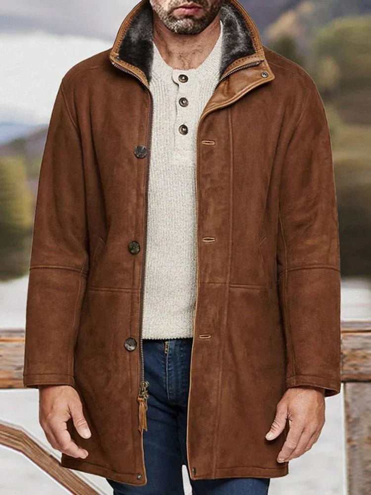 Elarova | Albert: Vintage Wildlederjacke mit Fleece-Innenfutter