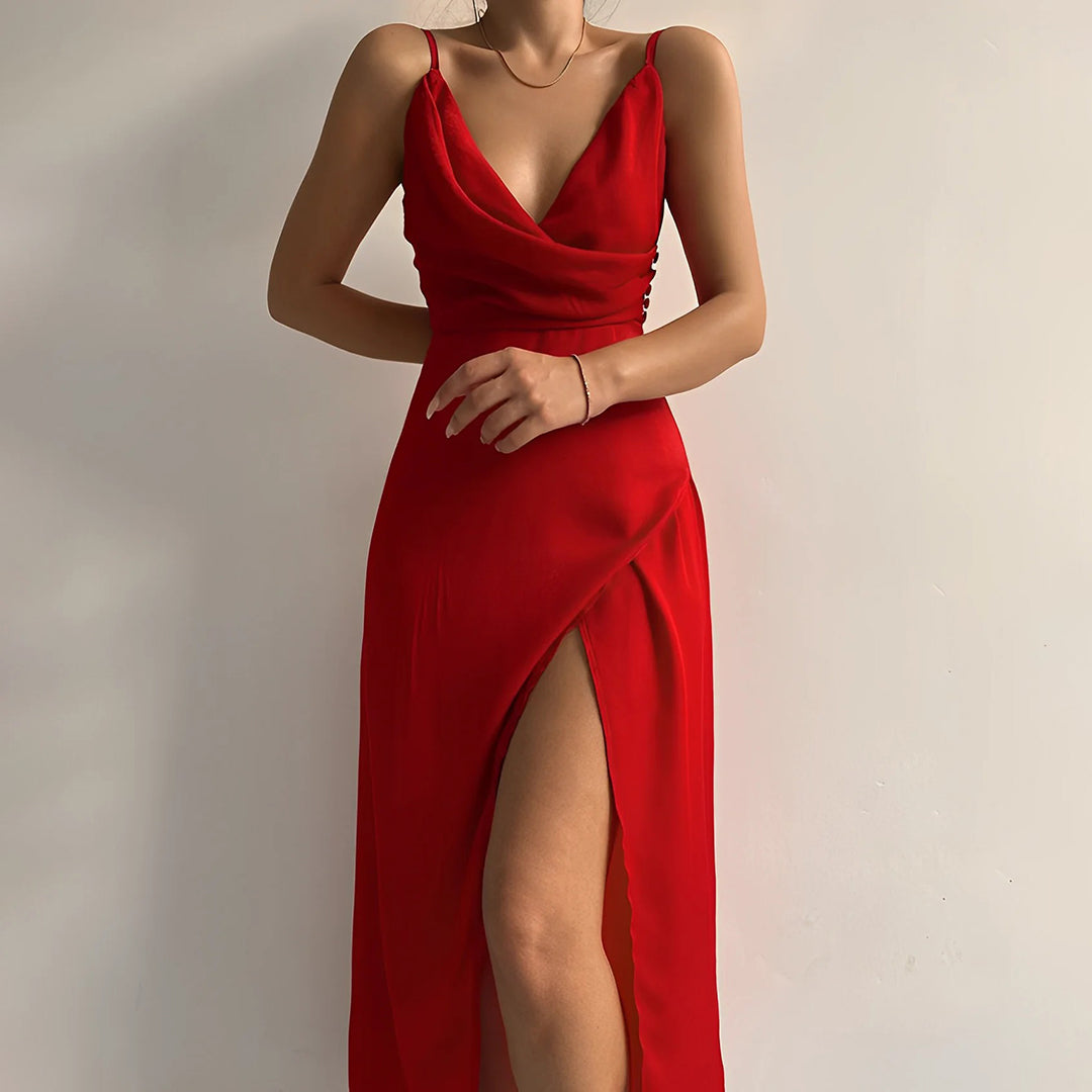 Variant image for Andromeda™ – Damen Abendkleid Lang mit Eleganten Kreuzausschnitt & Schlitz-7