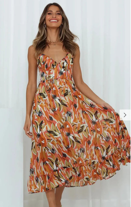 Ärmelloses Rüschenkleid von Elarova mit Druck