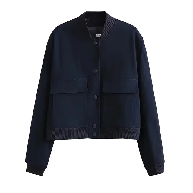 Avelena: Elegante Bomberjacke mit Ausschnitt