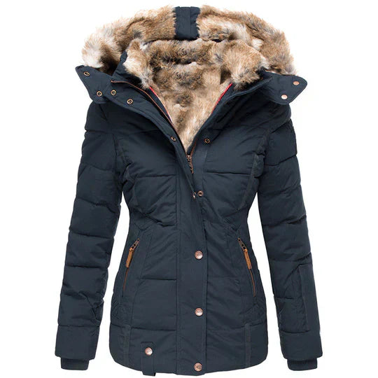 Jacken warme Winterjacke mit Fellkapuze und weichem Innenfutter