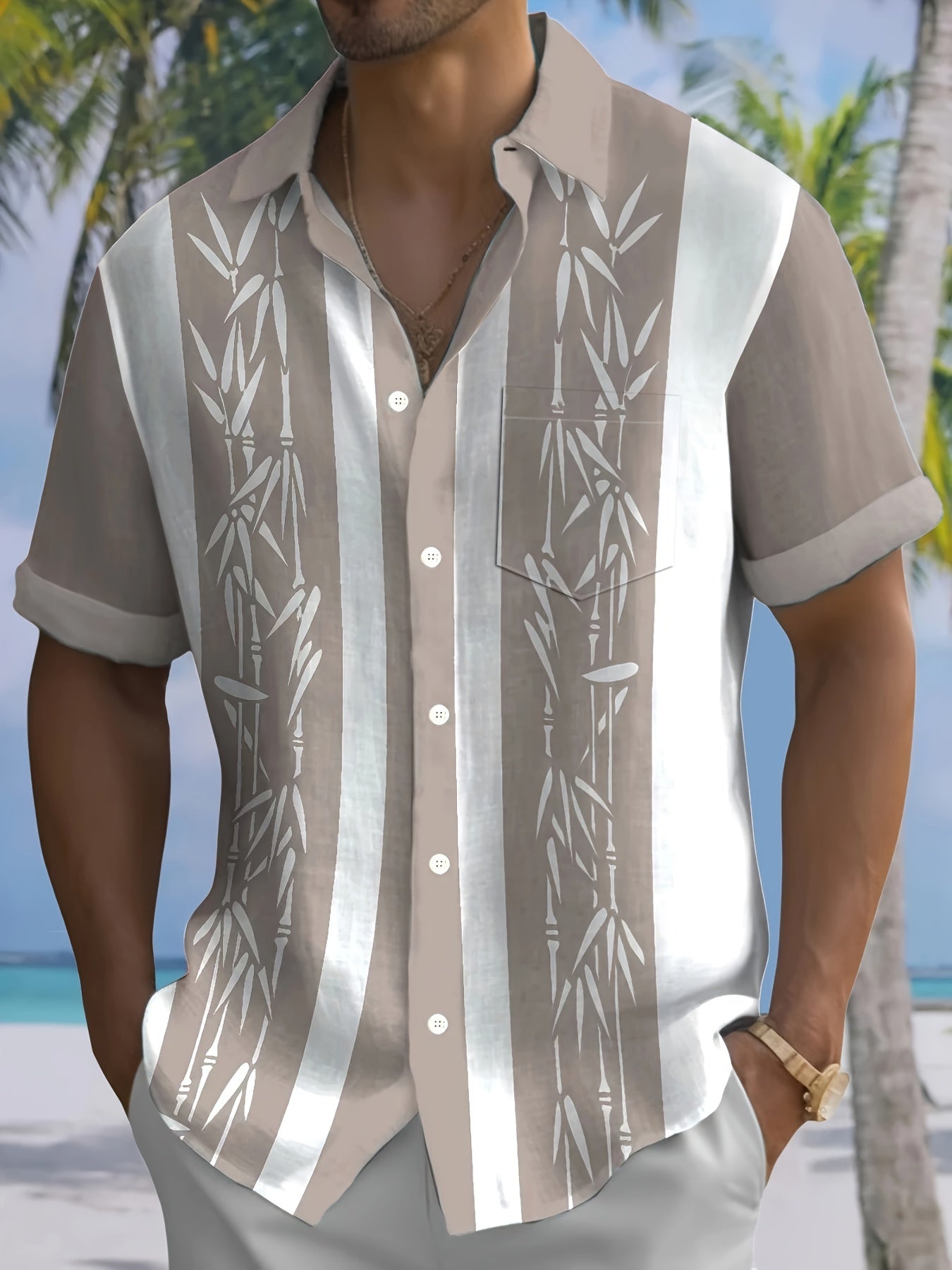 BambooWave™ – Herren Kurzarmhemd mit stylischem Bambus Design