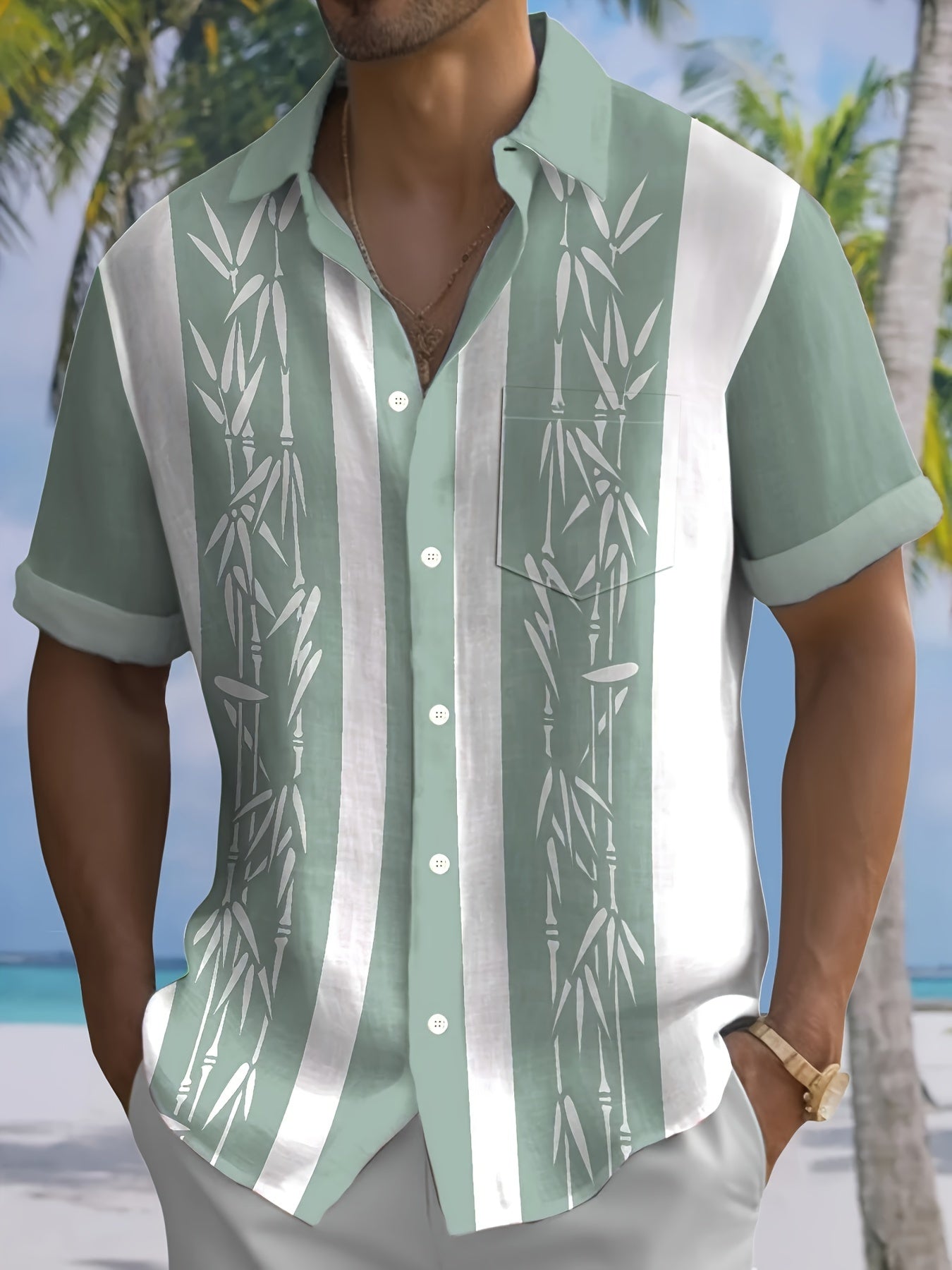 BambooWave™ – Herren Kurzarmhemd mit stylischem Bambus Design