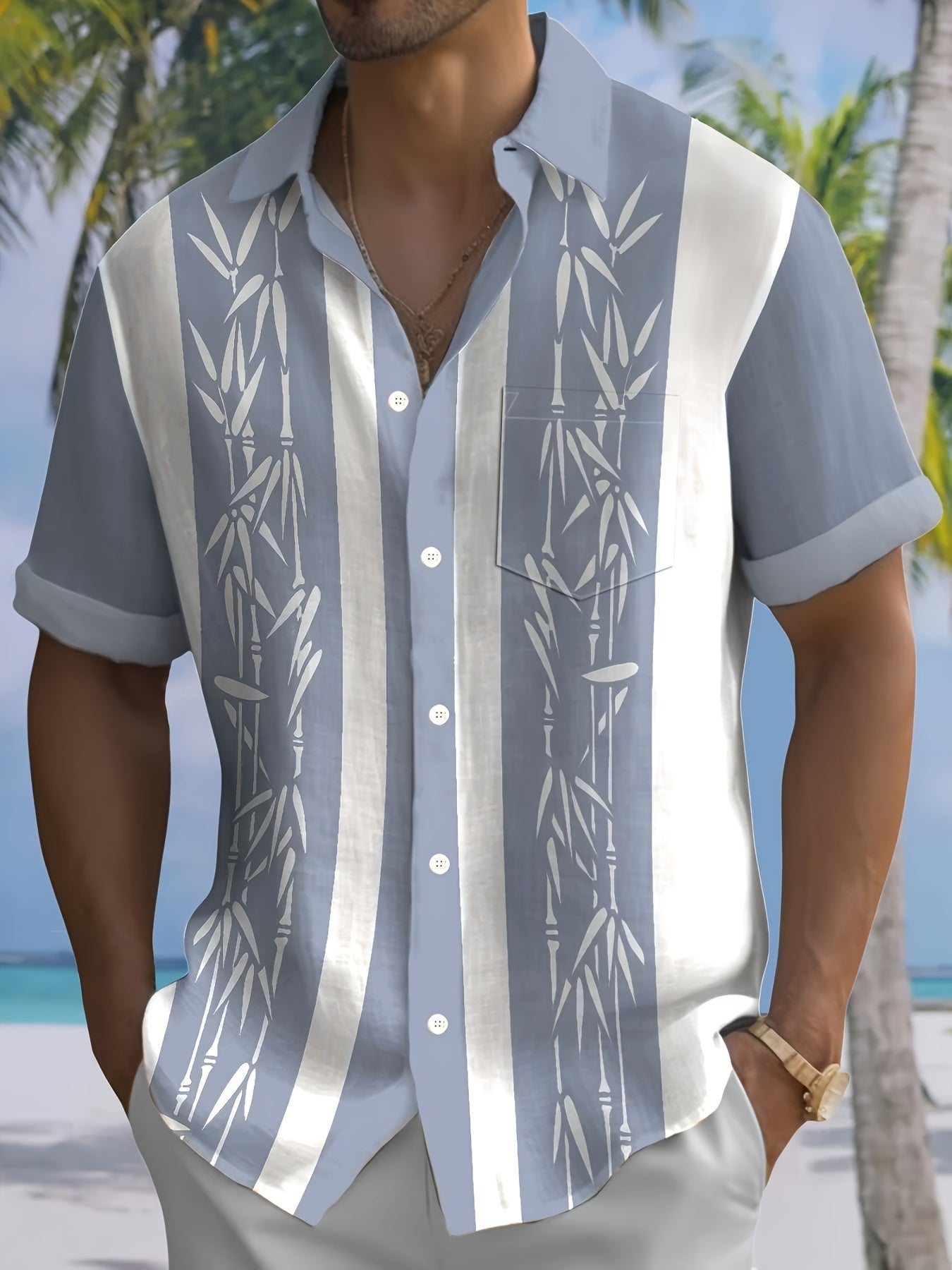 BambooWave™ – Herren Kurzarmhemd mit stylischem Bambus Design