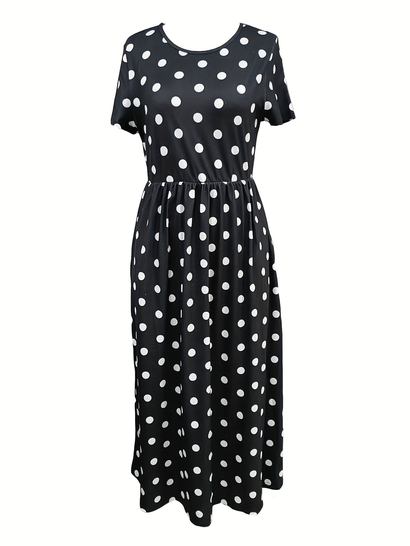 BellaDot™ – Elegantes Damen Midi-Kleid mit Punkten & Kurzarm