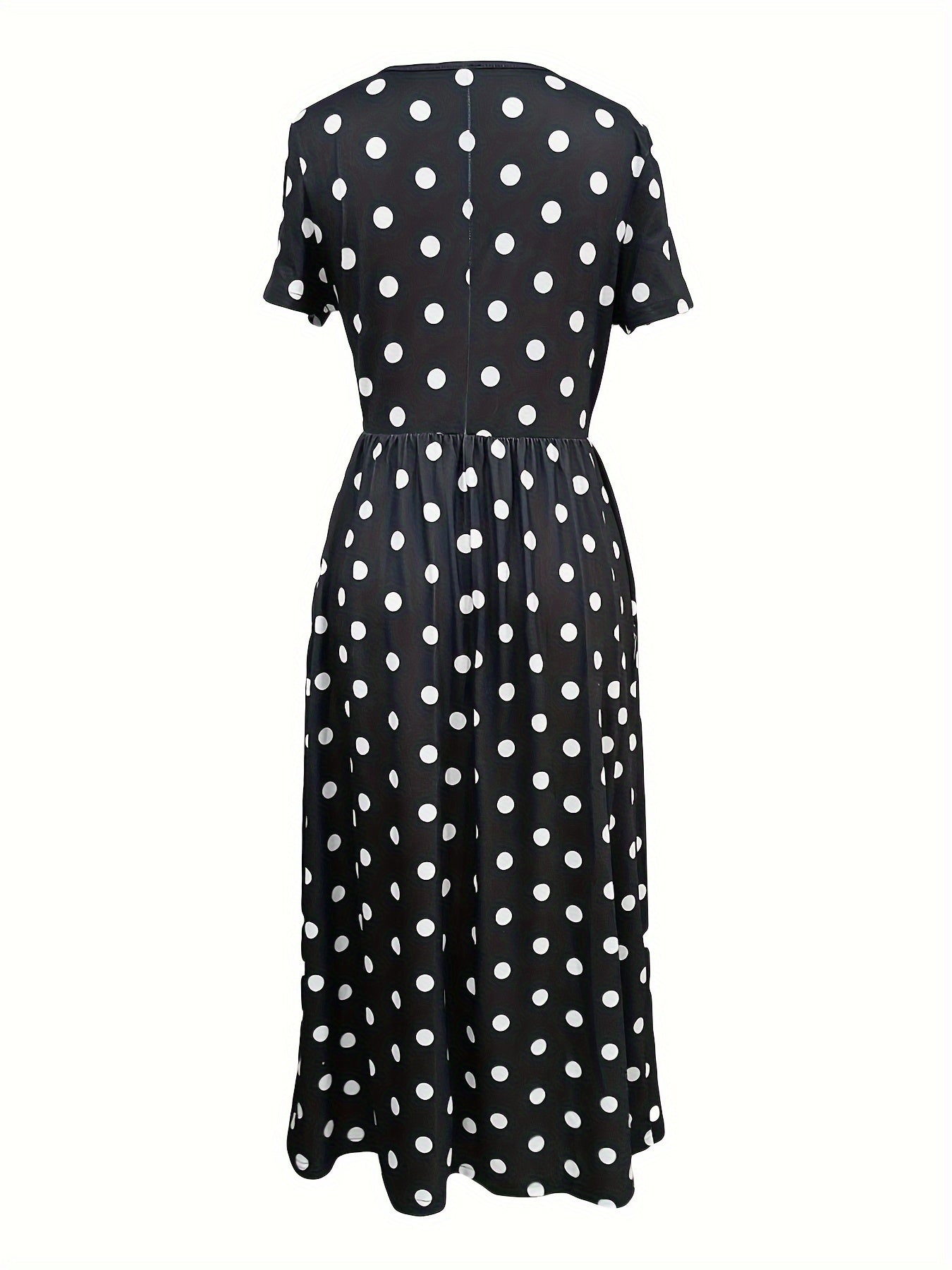 BellaDot™ – Elegantes Damen Midi-Kleid mit Punkten & Kurzarm