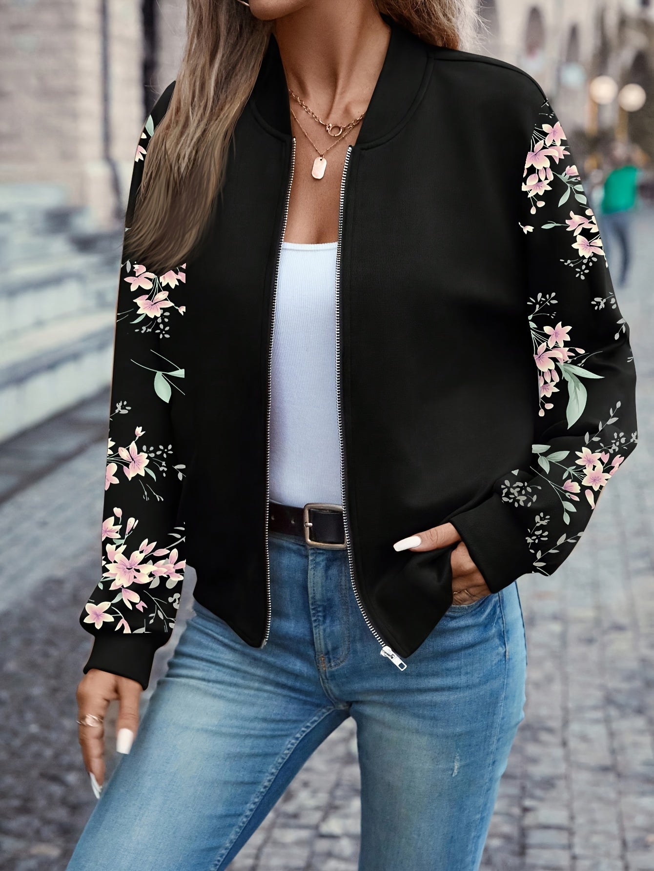 BloomAura™ – Elegante Damen Bomberjacke mit Reißverschluss