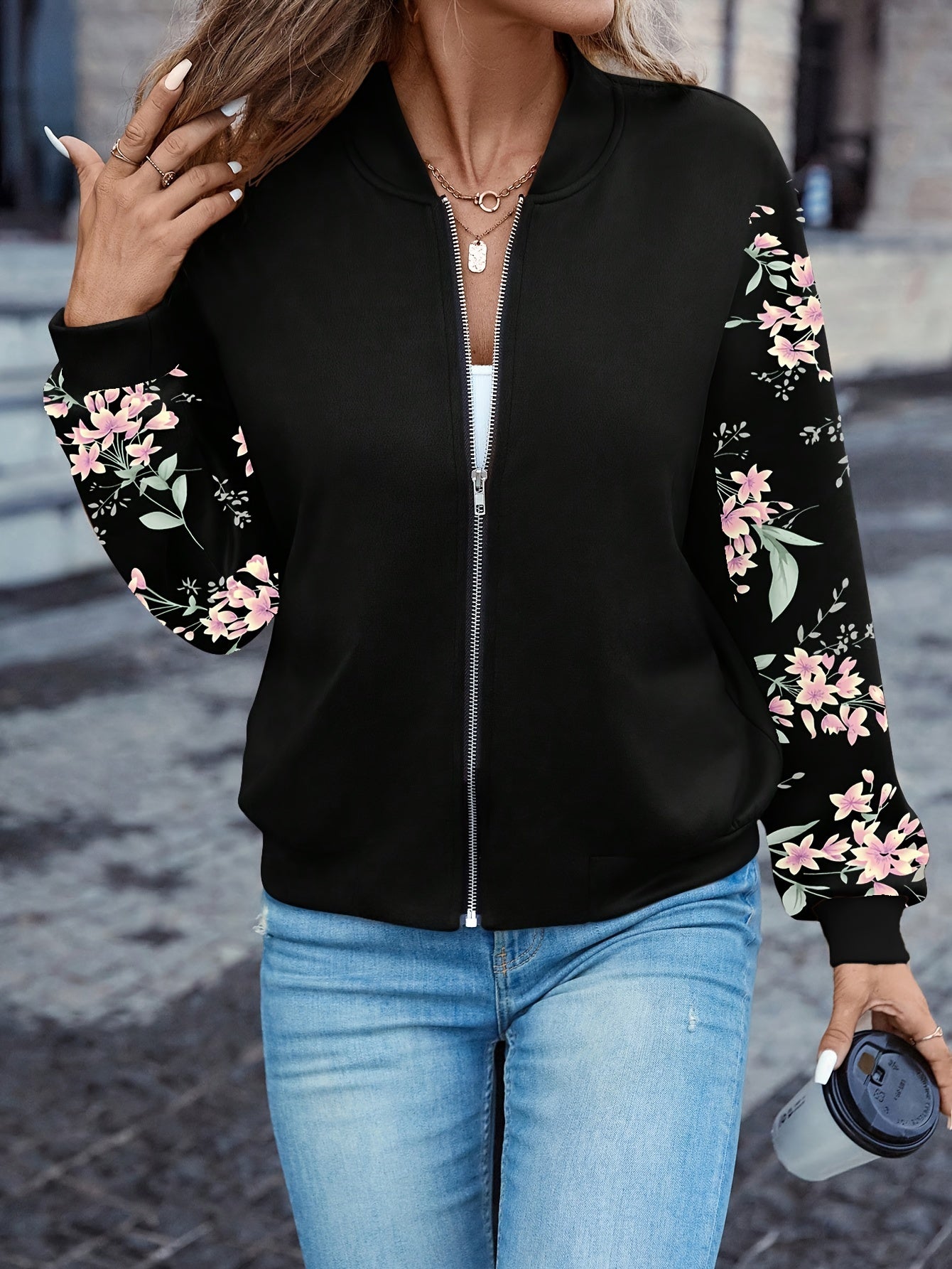 BloomAura™ – Elegante Damen Bomberjacke mit Reißverschluss