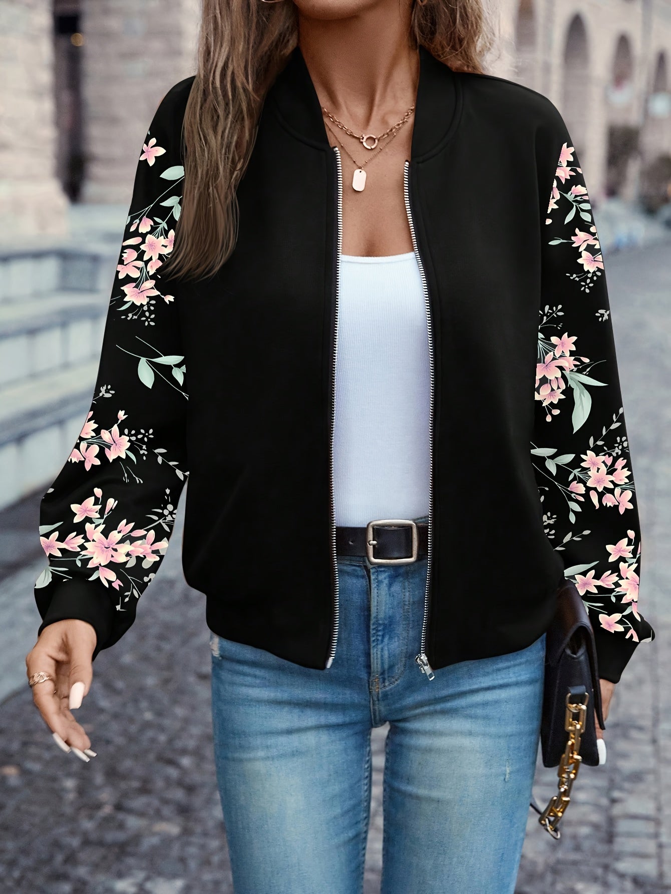 BloomAura™ – Elegante Damen Bomberjacke mit Reißverschluss