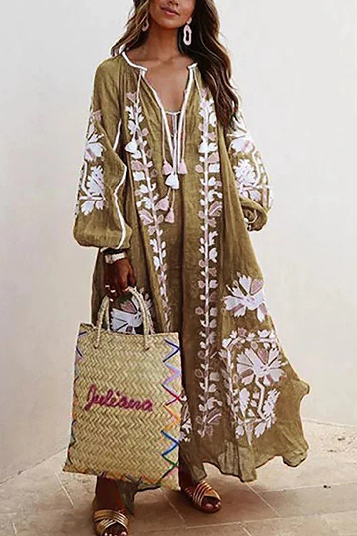 Boho-Kleid mit Blumenmuster in langer Ausführung