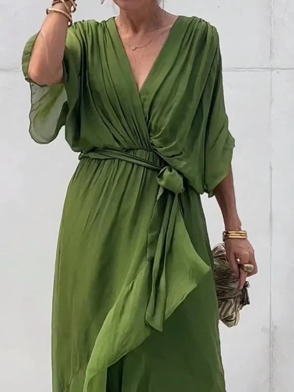 Chicélegance™ – Damen Kleid Hochzeitsgast aus Leichter Seide für Elegante Anlässe-4