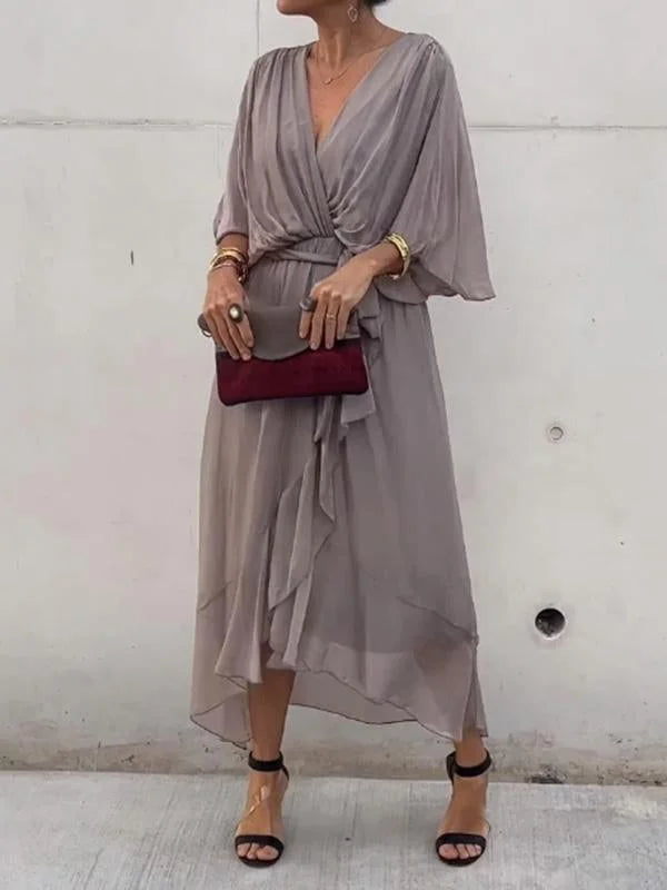Chicélegance™ – Damen Kleid Hochzeitsgast aus Leichter Seide für Elegante Anlässe-5