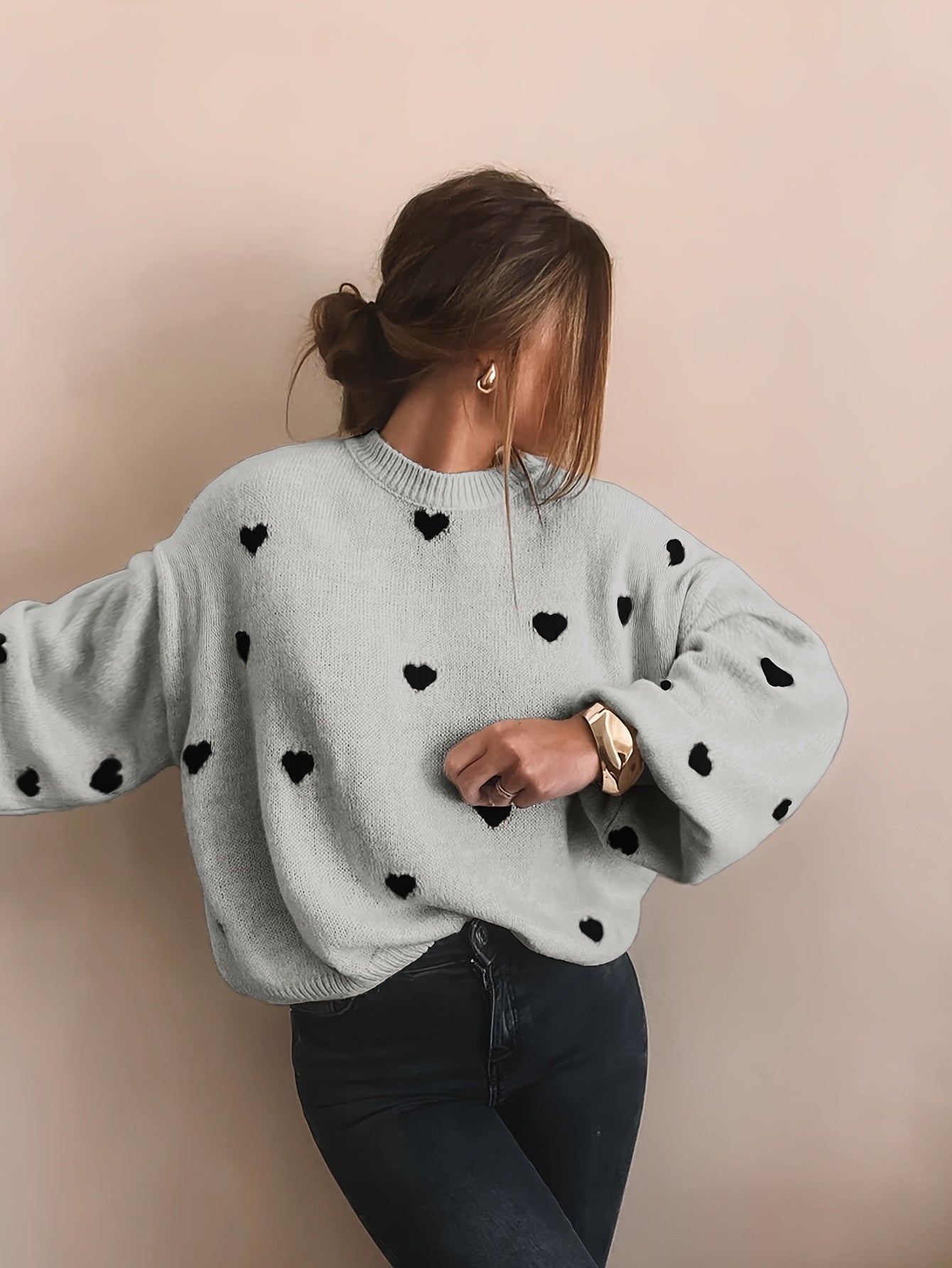 CozyHeart™ – Kuscheliger Oversized Strickpullover mit Herz Design