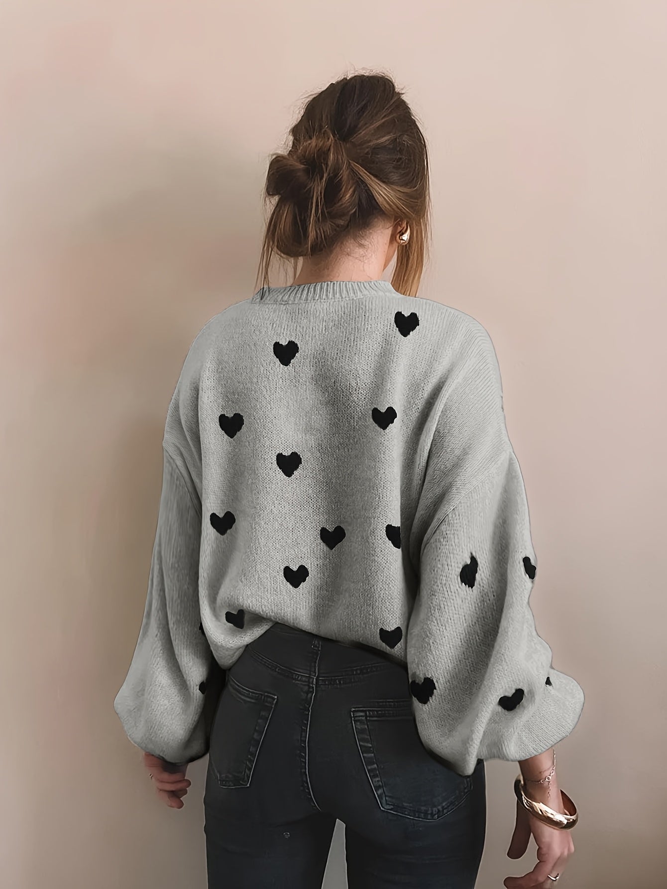 CozyHeart™ – Kuscheliger Oversized Strickpullover mit Herz Design