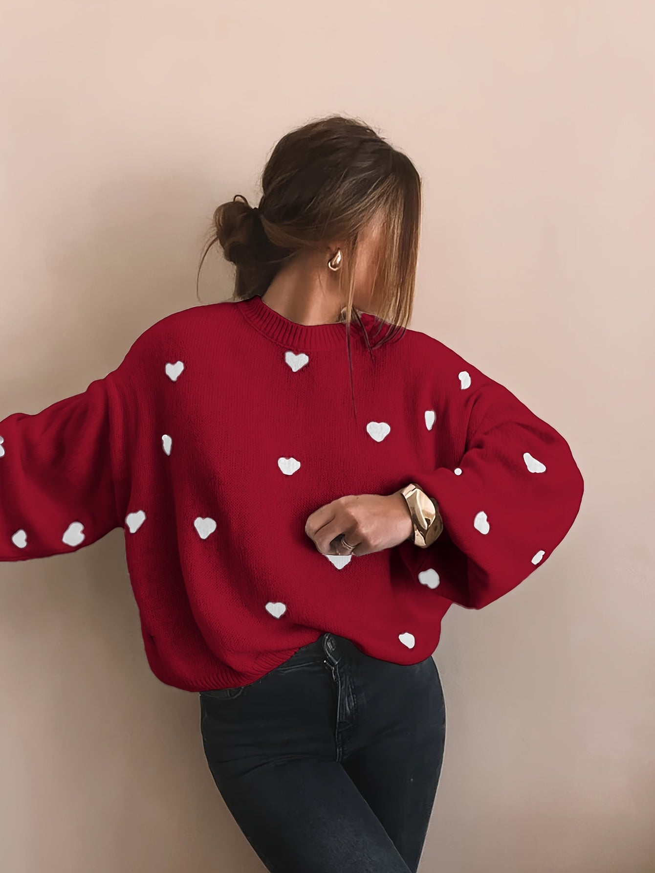 CozyHeart™ – Kuscheliger Oversized Strickpullover mit Herz Design