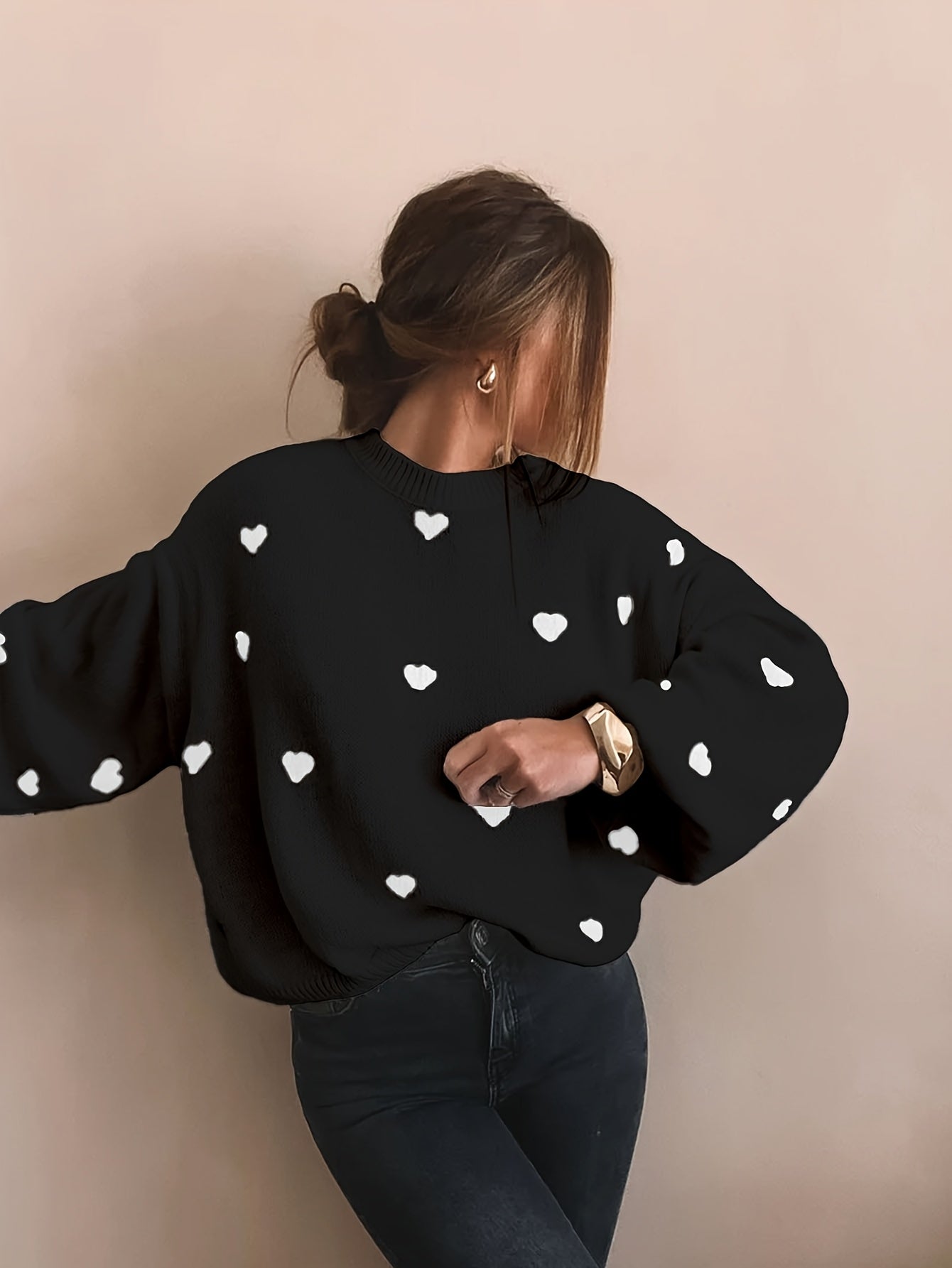 CozyHeart™ – Kuscheliger Oversized Strickpullover mit Herz Design