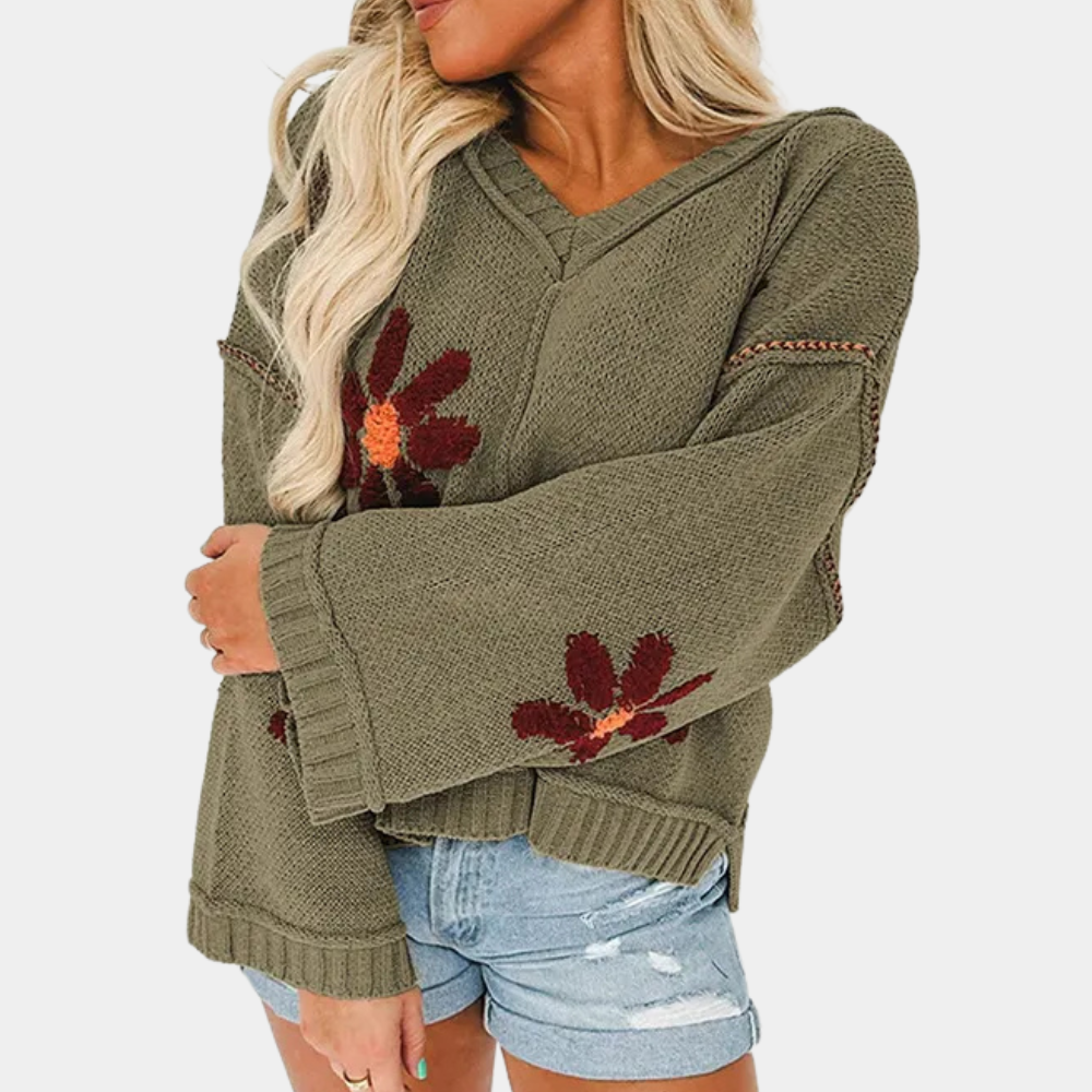 Damenpullover Honoria: Elegant Blumenmuster