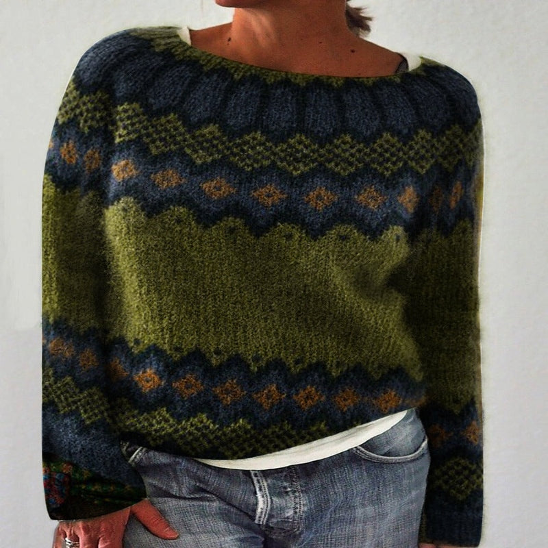 Damenpullover Nadine: Vintage Pullover mit Ethnomuster