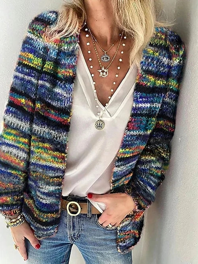 Damenstilvoller Farbblock-Strickcardigan Clara