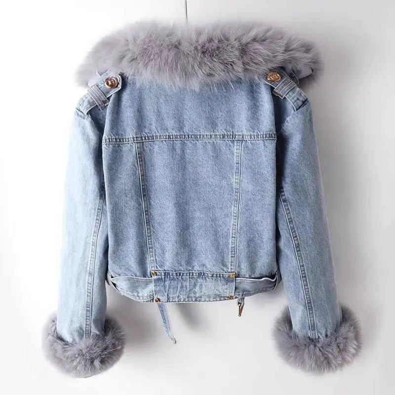 Elarova | Denimjacke mit Pelz für Damen
