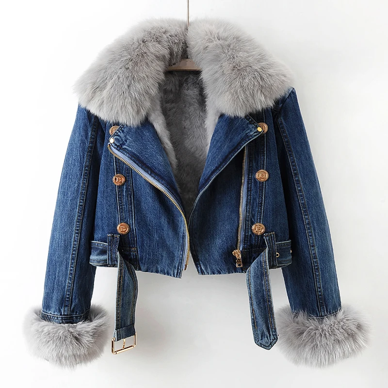 Elarova | Denimjacke mit Pelz für Damen