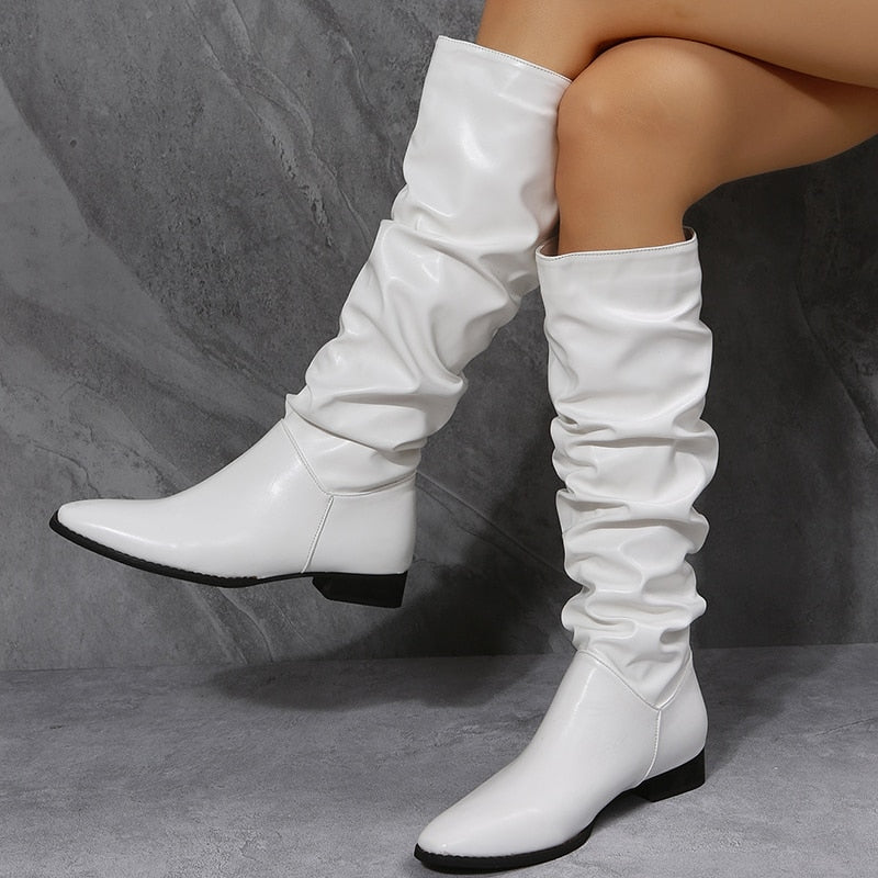 Einfache Knöchelhohe Stiefel mit flachem Absatz