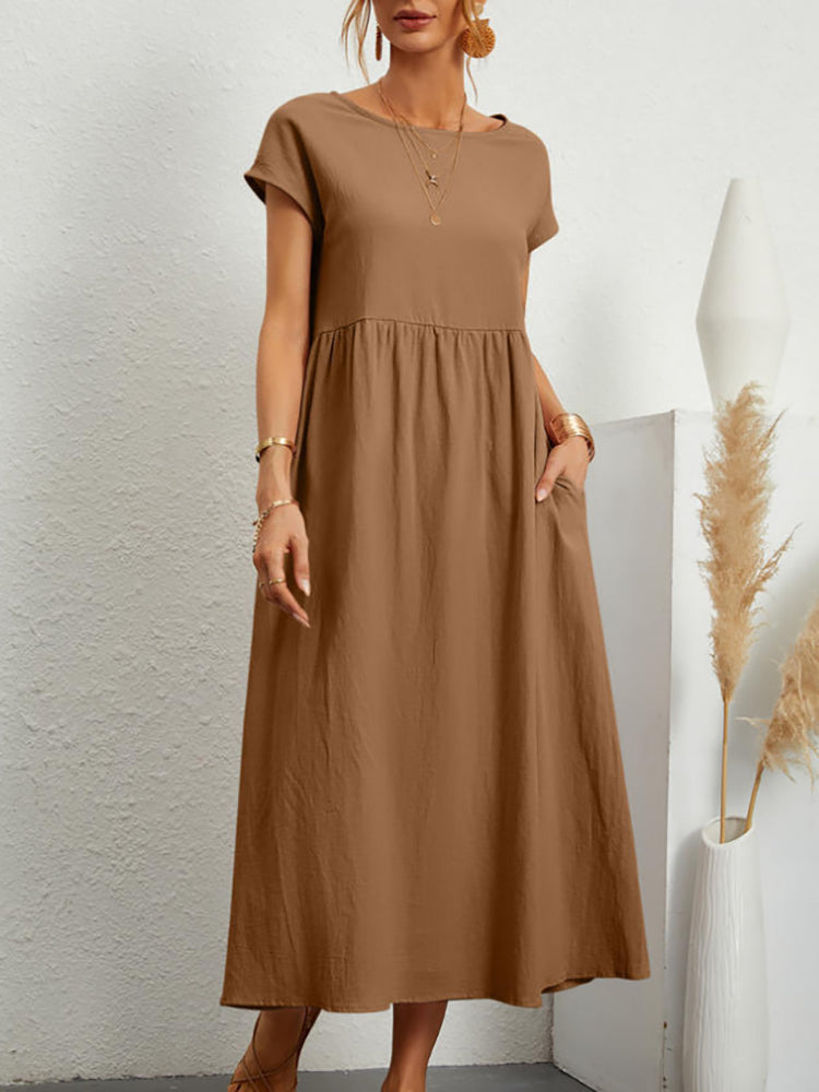 Einfaches Midikleid und Maxikleid aus Baumwolle und Leinen