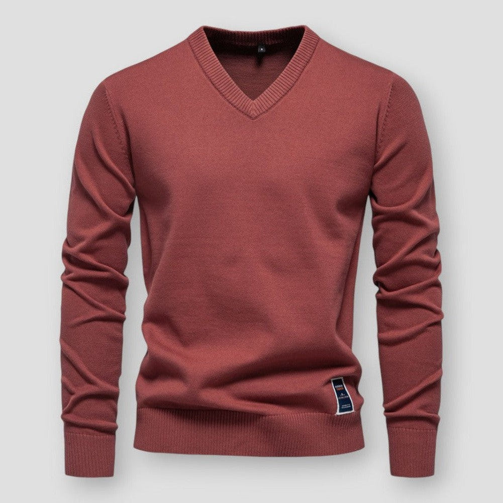 Elarova | Bequemer Herbstpullover mit VAusschnitt für Herren