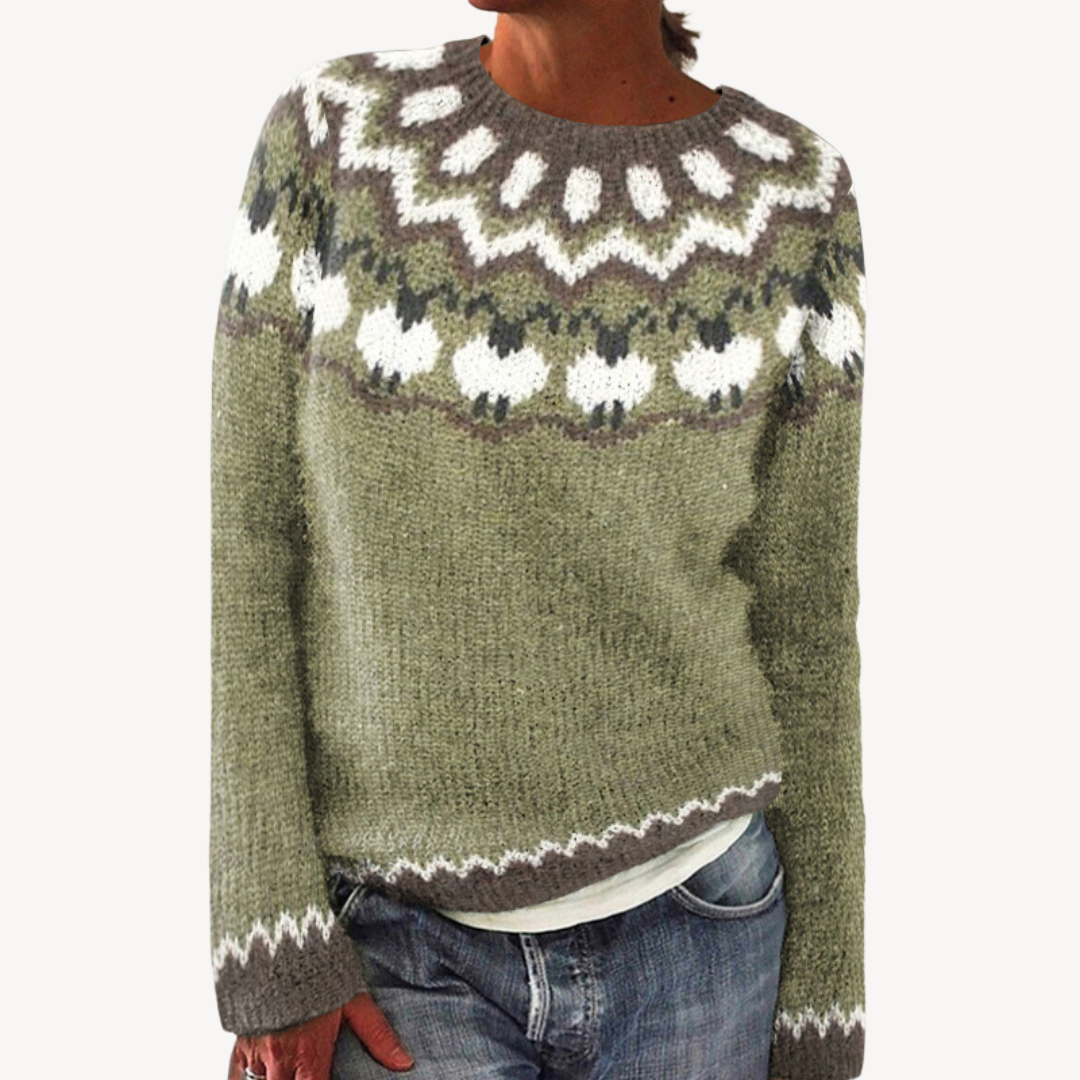 Elarova | Bestickter Blumenpullover für Damen