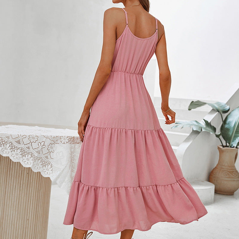 Elarova Boho-Midikleid mit Halterneck und hoher Taille