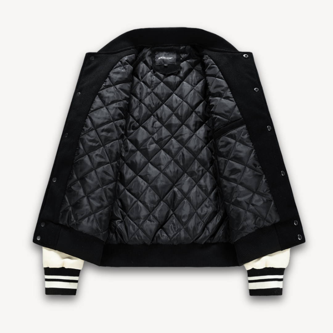 Elarova | Collegejacke für Herren – Körper aus Wollmischung mit Ärmeln aus Kunstleder – Klassischer Letterman-Stil