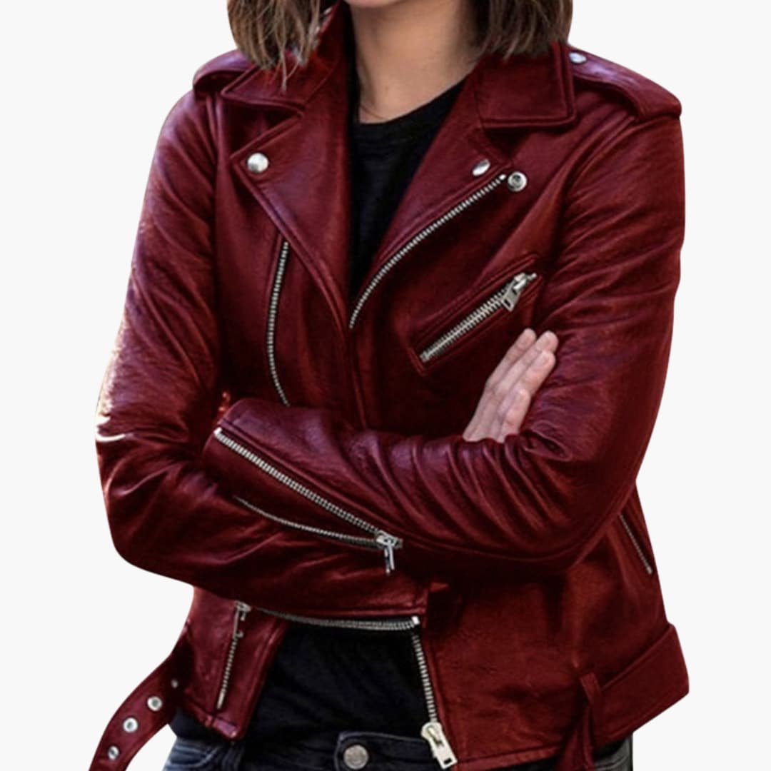 Elarova | Damen Bikerjacke mit Reverskragen und Reißverschlusstaschen