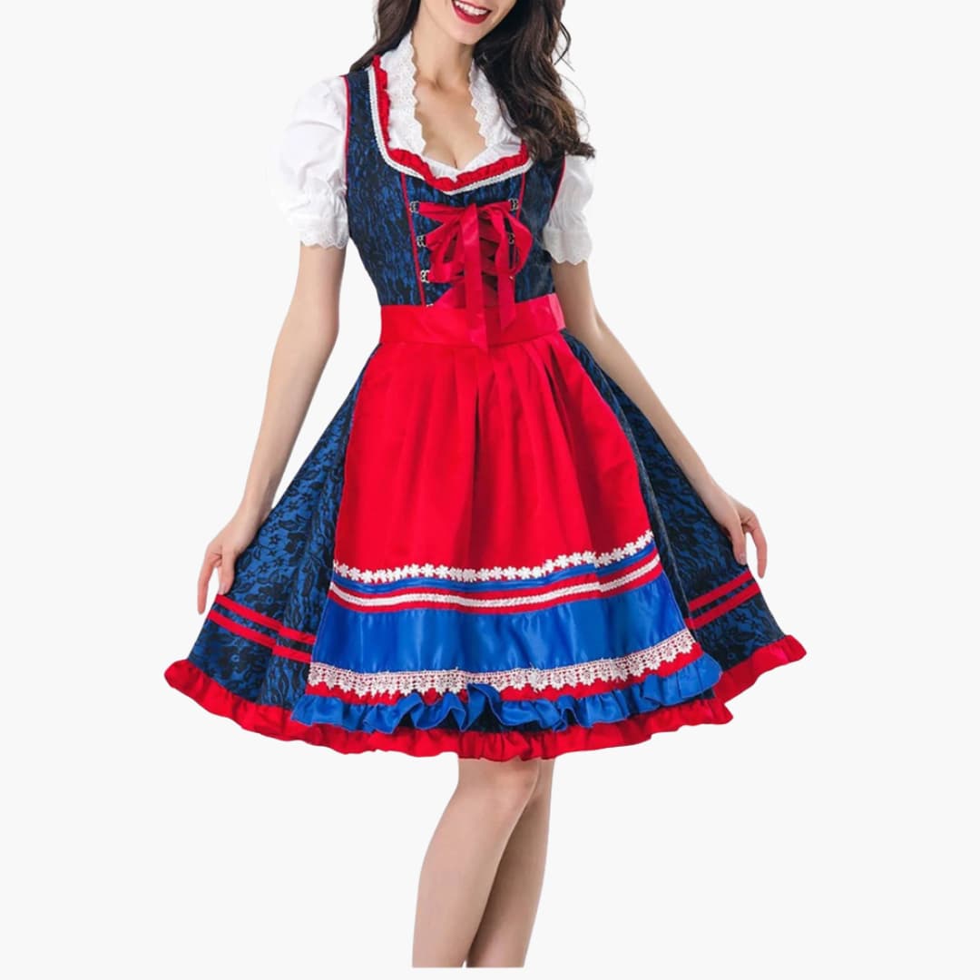 Elarova | Damen Dirndl Kleid mit Schnürung und Schürze | Oktoberfest 2025