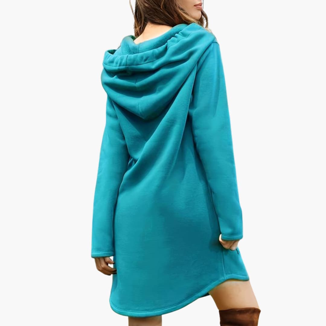 Elarova | Damen Hoodie-Kleid mit Kordelzugkapuze und Fronttasche