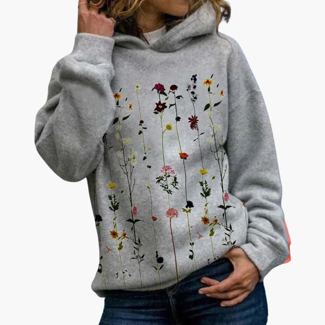 Elarova | Damen Hoodie mit Blumen Print