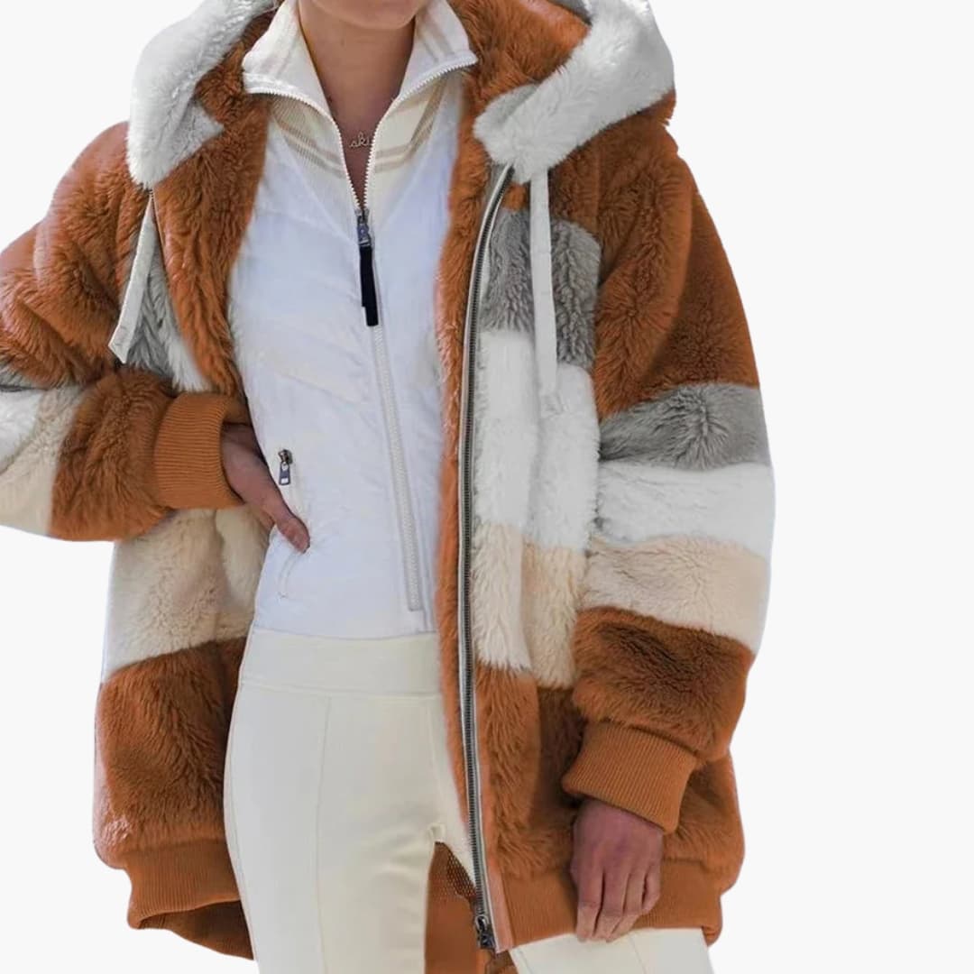 Elarova | Damen Kapuzenjacke mit Reißverschluss und Streifenmuster