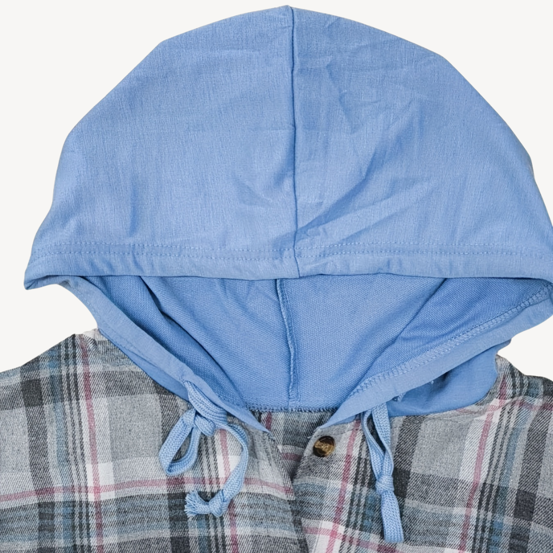 Elarova | Damen Karierte Button-Down-Hemdjacke mit Kapuze